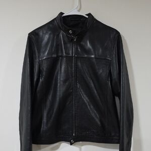 Coach Black Perforated Leather Jacket